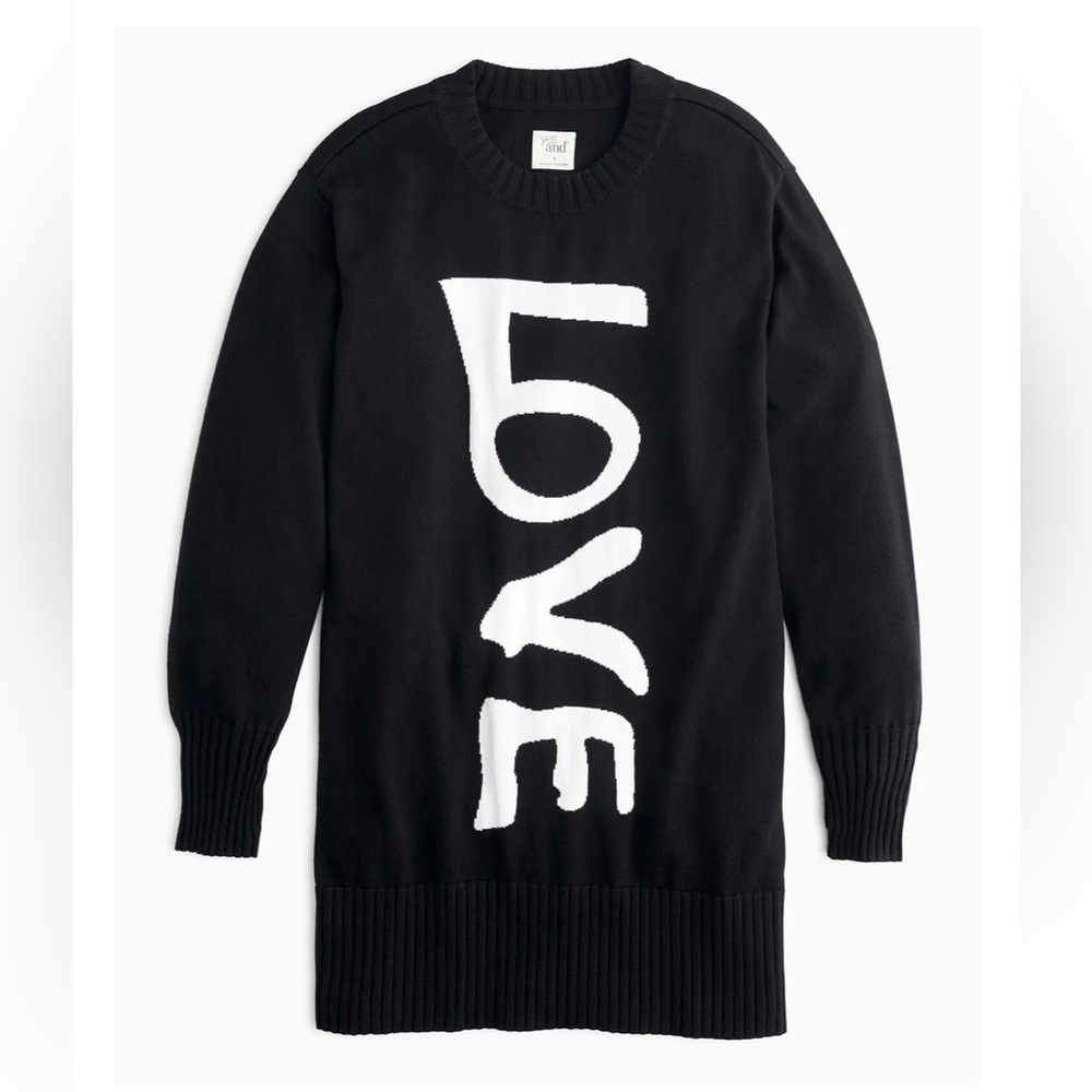 NWOT Yes and X Hilary Swank LOVE MIDI Crewneck Organic Cotton Sweater Dress - Picture 1 of 15